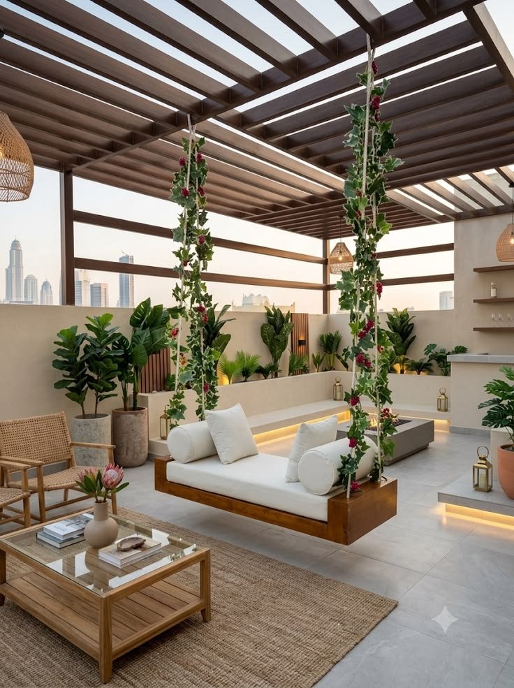 Rooftop Pergola Lounge with Daybed
