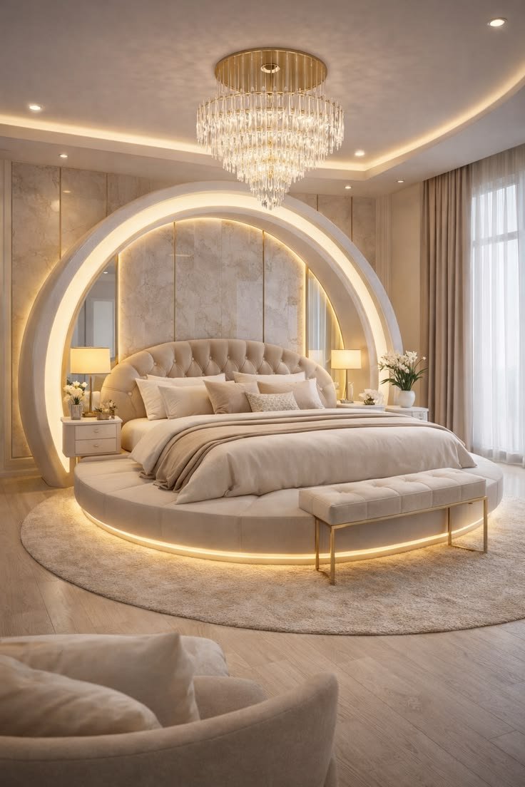 Modern Curved Arch Bedroom Wall