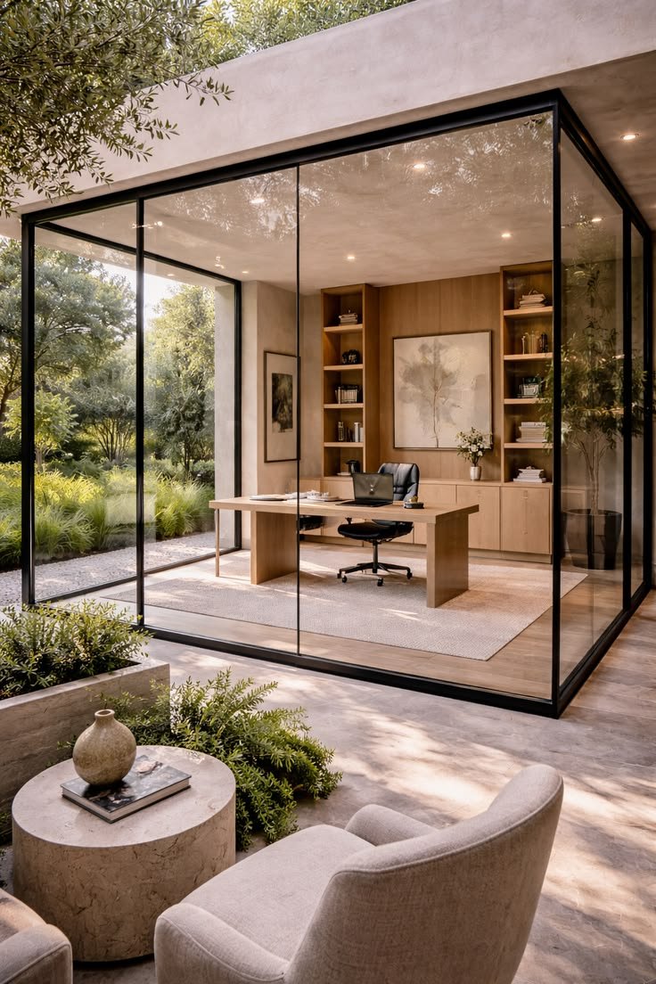 Luxury Garden Office with Glass Framing