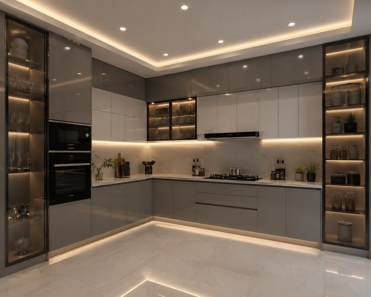 High-Gloss L-Shaped Suite