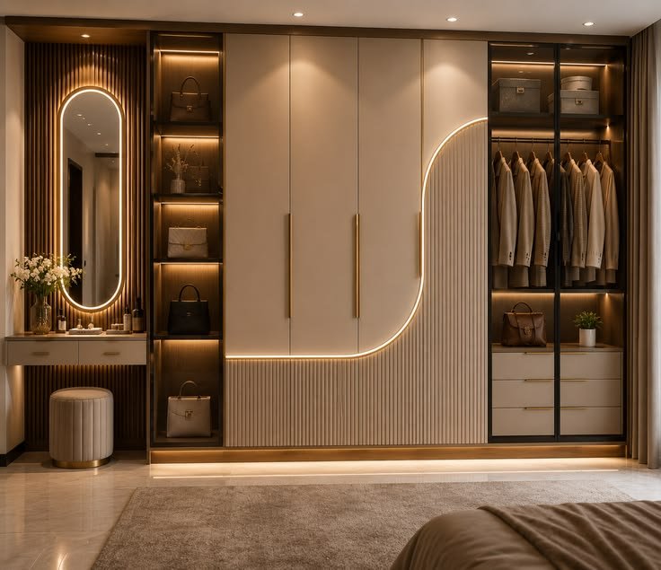 Sculpted Fluted Sliding Wardrobe